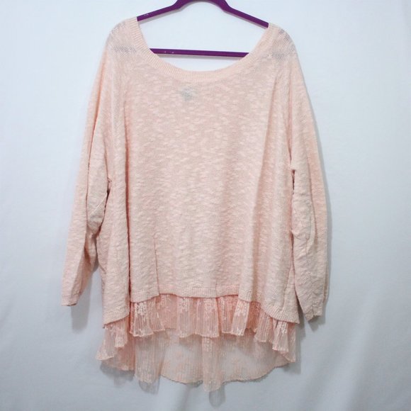 torrid Sweaters - Torrid Pink Sweater with Lace Accent Size 5